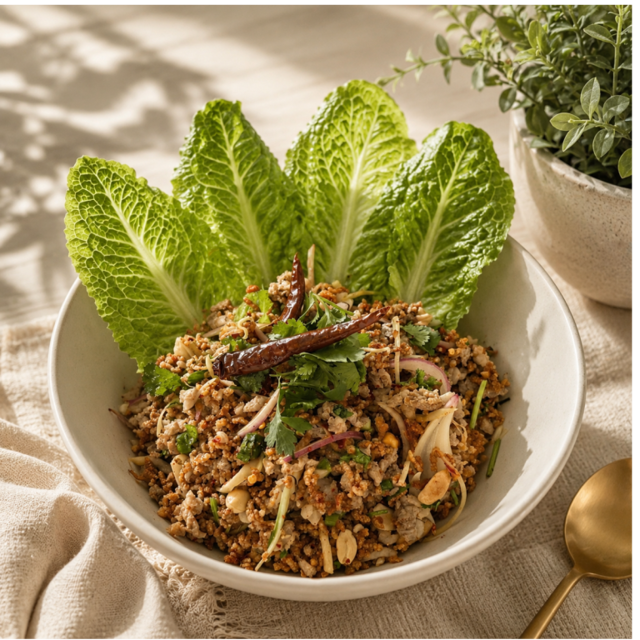 Larb Khao Tod Salad.