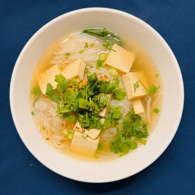 Vermicelli Noodle Soup with Tofu & Veggies.